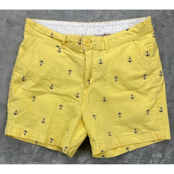 fresh Pants - FRESH Women's Shorts Size 6 Yellow Anchors All Over Cotton Blend